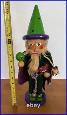 Original Steinbach Wizard of Oz Wizard Nutcracker 15in Hand Painted Wood Green