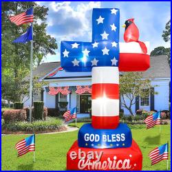 Ourwarm 8FT 4Th of July Cross Inflatable, Memorial Day Inflatable Lawn Decor