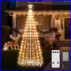 Outdoor Christmas Cone Tree Light with Star Topper, 6Ft