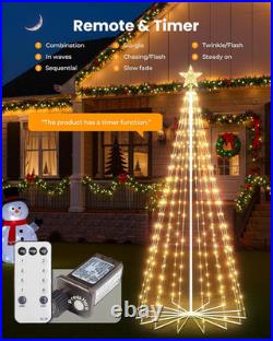 Outdoor Christmas Cone Tree Light with Star Topper, 6Ft