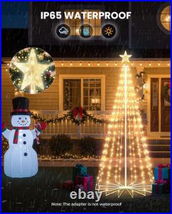 Outdoor Christmas Cone Tree Light with Star Topper, 6Ft