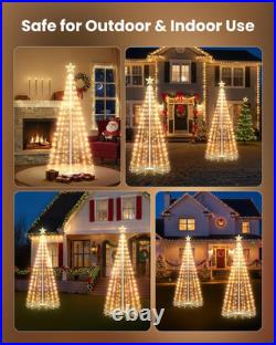 Outdoor Christmas Cone Tree Light with Star Topper, 6Ft
