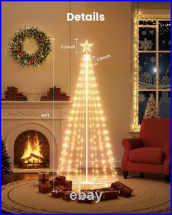 Outdoor Christmas Cone Tree Light with Star Topper, 6Ft