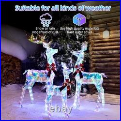 Outdoor Christmas Decorations Deer Family 3-Piece Lighted Prismatic Outdoor Christmas Decorations Deer Family 3-Piece Lighted Prismatic