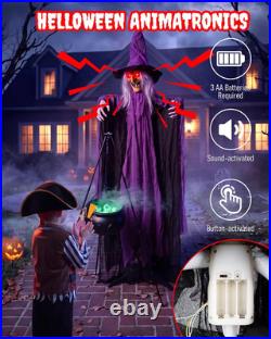 Outdoor Halloween Decorations Animatronics Witch with Witches Cauldron, Outdoor