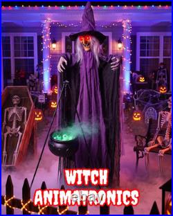 Outdoor Halloween Decorations Animatronics Witch with Witches Cauldron, Outdoor