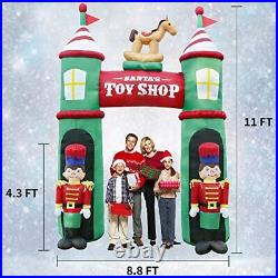 Outdoor Inflatable 11FT Christmas Door with LED Lights, Colorful Holiday Lawn