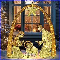 Outdoor Lighted Nativity Scene Set for Christmas Decoration, 48Inch Large Christ