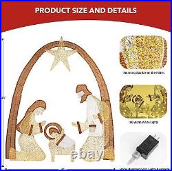 Outdoor Lighted Nativity Scene Set for Christmas Decoration, 48Inch Large Christ