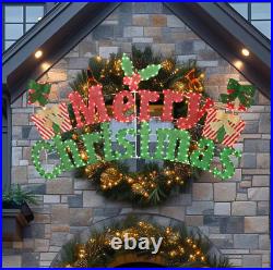 Outdoor Merry Christmas Sign Holiday Yard Decoration Pre Lit LED 6' Stake Mount Outdoor Merry Christmas Sign Holiday Yard Decoration Pre Lit LED 6' Stake Mount