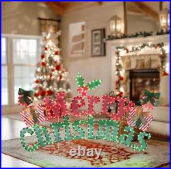 Outdoor Merry Christmas Sign Holiday Yard Decoration Pre Lit LED 6' Stake Mount Outdoor Merry Christmas Sign Holiday Yard Decoration Pre Lit LED 6' Stake Mount