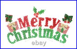 Outdoor Merry Christmas Sign Holiday Yard Decoration Pre Lit LED 6' Stake Mount Outdoor Merry Christmas Sign Holiday Yard Decoration Pre Lit LED 6' Stake Mount
