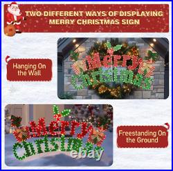 Outdoor Merry Christmas Sign Holiday Yard Decoration Pre Lit LED 6' Stake Mount Outdoor Merry Christmas Sign Holiday Yard Decoration Pre Lit LED 6' Stake Mount