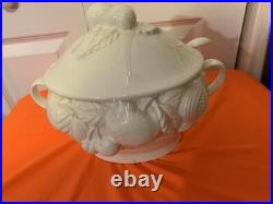 Over and Back Inc White Covered Soup Tureen Punch Bowl Fall Fruit Motif Japan Over and Back Inc White Covered Soup Tureen Punch Bowl Fall Fruit Motif Japan