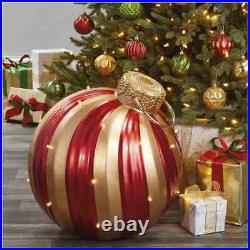 Oversized Christmas Ornament with LED Lights Striped Swirl 20 x 19 x 19