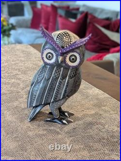 Owl Alebrije Figurine Hand Carved & Hand Painted Wooden Sculpture, Original Owl Alebrije Figurine Hand Carved & Hand Painted Wooden Sculpture, Original