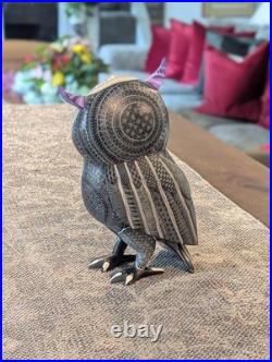 Owl Alebrije Figurine Hand Carved & Hand Painted Wooden Sculpture, Original Owl Alebrije Figurine Hand Carved & Hand Painted Wooden Sculpture, Original