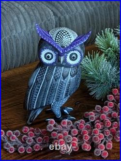 Owl Alebrije Figurine Hand Carved & Hand Painted Wooden Sculpture, Original Owl Alebrije Figurine Hand Carved & Hand Painted Wooden Sculpture, Original