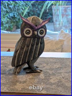 Owl Alebrije Figurine Hand Carved & Hand Painted Wooden Sculpture, Original Owl Alebrije Figurine Hand Carved & Hand Painted Wooden Sculpture, Original