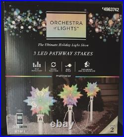 PAIR 2 Orchestra Of Lights 3 Snowflake Pathway Steaks Smart Music Sync Holiday