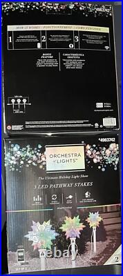 PAIR 2 Orchestra Of Lights 3 Snowflake Pathway Steaks Smart Music Sync Holiday