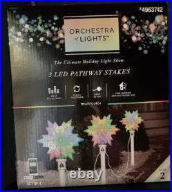 PAIR 2 Orchestra Of Lights 3 Snowflake Pathway Steaks Smart Music Sync Holiday