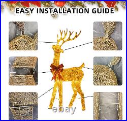 PEIDUO Gold Reindeer Outdoor Christmas Decorations, 5Ft Lighted Christmas Yard