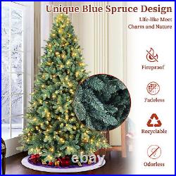 PE+PVC Blue Spruce Artificial Christmas Tree with Lights Foldable