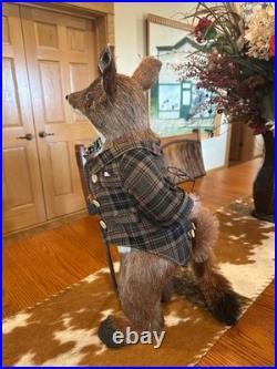 PIER 1 Sisal Staw Fox Wearing Plaid Jacket Retired HTF In Very Nice Condition