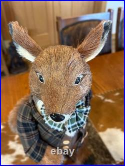PIER 1 Sisal Staw Fox Wearing Plaid Jacket Retired HTF In Very Nice Condition