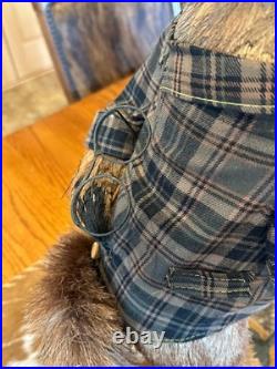 PIER 1 Sisal Staw Fox Wearing Plaid Jacket Retired HTF In Very Nice Condition