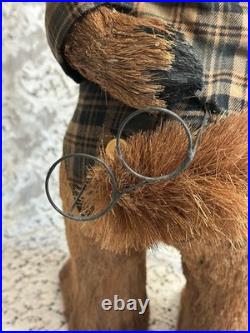 PIER 1 Sisal Staw Fox Wearing Plaid Jacket Retired HTF In Very Nice Condition