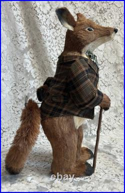 PIER 1 Sisal Staw Fox Wearing Plaid Jacket Retired HTF In Very Nice Condition