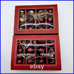 POTTERY BARN MERCURY GLASS 2 SETS OF 12 ORNAMENTS NEW IN BOX Red And Gold