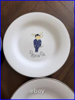 POTTERY BARN Reindeer 4 Dinner Plates Dasher, Donner, Cupid, Prancer
