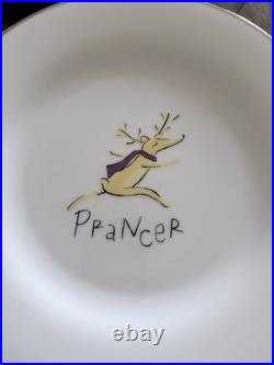 POTTERY BARN Reindeer 4 Dinner Plates Dasher, Donner, Cupid, Prancer