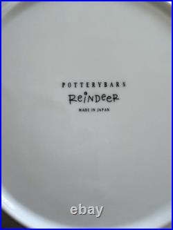 POTTERY BARN Reindeer 4 Dinner Plates Dasher, Donner, Cupid, Prancer