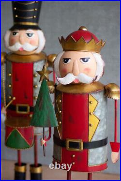 Painted Metal Nutcracker Soldiers Christmas Handcrafted Holiday Decor Set Of 3