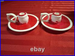 Pair Holt Howard Santa Candlestick Holders With Finger Ring Holder 1958 Japan