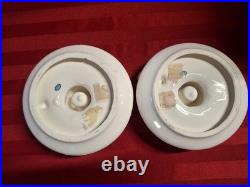 Pair Holt Howard Santa Candlestick Holders With Finger Ring Holder 1958 Japan