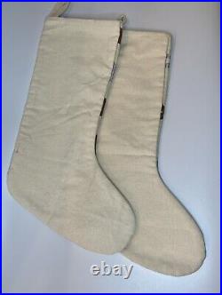 Pair Judy Ross Textiles Christmas Stockings, Cream White Gold And Silver Neutral