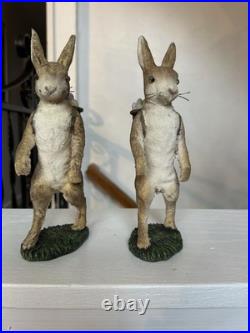 Pair Of Velveteen Rabbit Easter Bunny Statues 7.75 Bethany Lowe Style