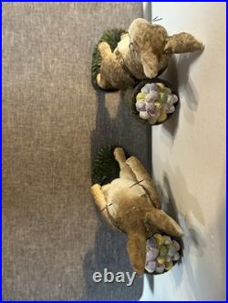 Pair Of Velveteen Rabbit Easter Bunny Statues 7.75 Bethany Lowe Style