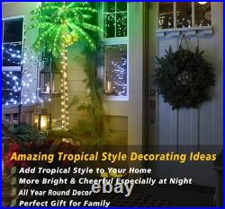 Palmera iluminada con LED para fiesta hawaiana en patio y piscina, 2.13 m US NEW
