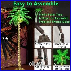 Palmera iluminada con LED para fiesta hawaiana en patio y piscina, 2.13 m US NEW