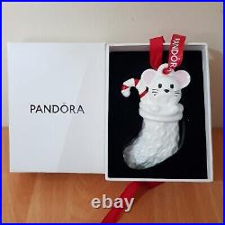 Pandora 2023 Christmas Holiday Ornament Mouse In Stocking Limited Edition