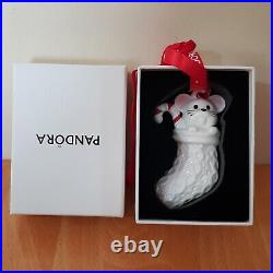 Pandora 2023 Christmas Holiday Ornament Mouse In Stocking Limited Edition