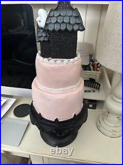 Pastel Pink Halloween Ghost Cake Black Pedestal Hauntedhouse Topper Decor TikTok