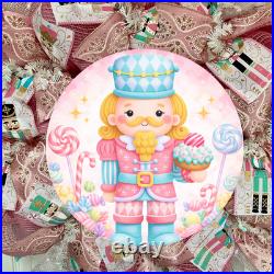 Pastel Pink Nutcracker Christmas Wreath Handmade Deco Mesh