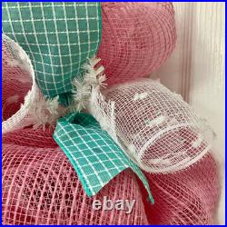 Pastel Pink Nutcracker Christmas Wreath Handmade Deco Mesh